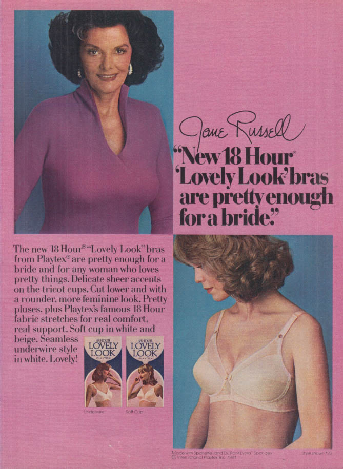 New Playtex 18 Hour Lovely Look Bras from Jane Russell ad 1981 GH
