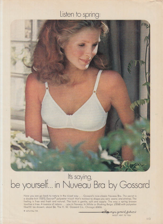 Listen to spring - be yourself Gossard Nuveau Bra ad 1973 GL