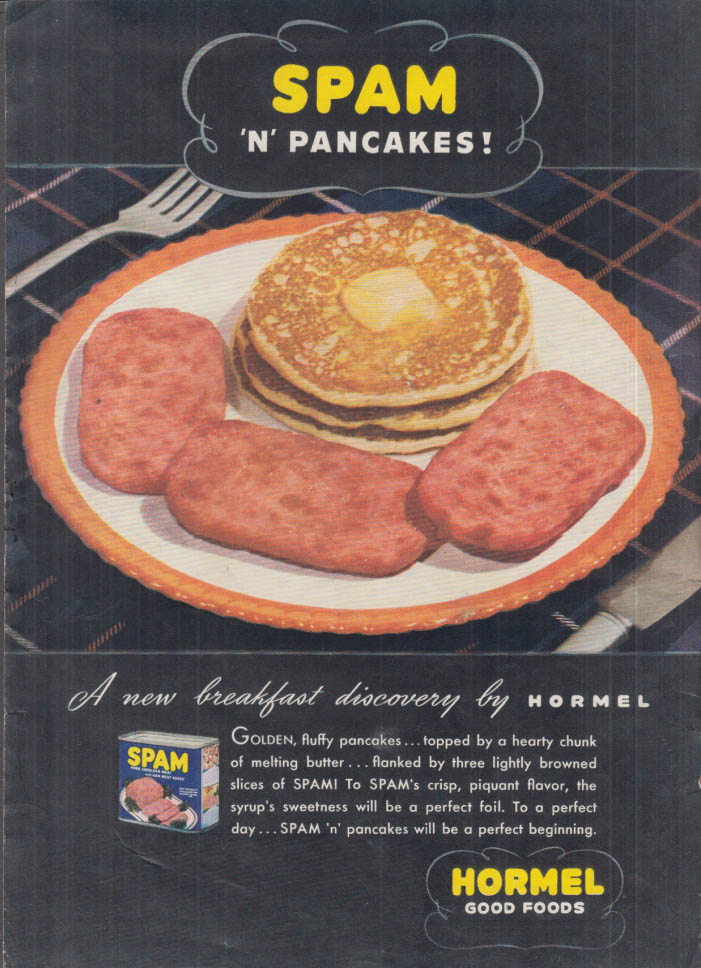 Image for A new breakfast discovery: Spam 'n' Pancakes ad 1942 T