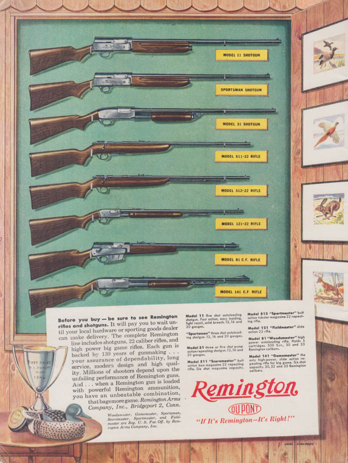 Image for Before you buy be sure you see Remington rifles & shotguns ad 1946