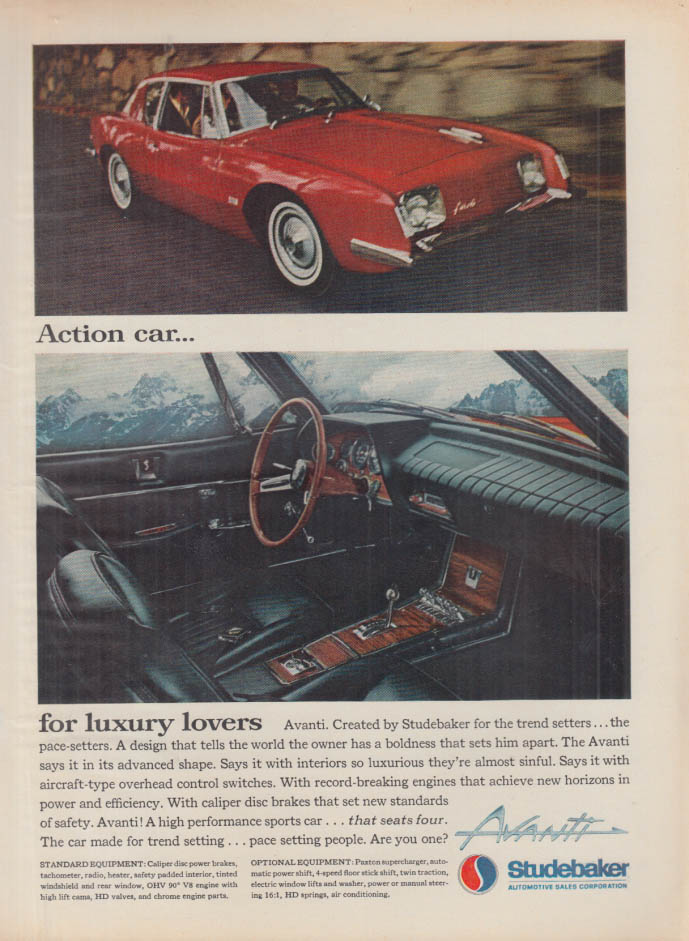 Image for Action car for luxury lovers - Studebaker Avanti ad 1964 T