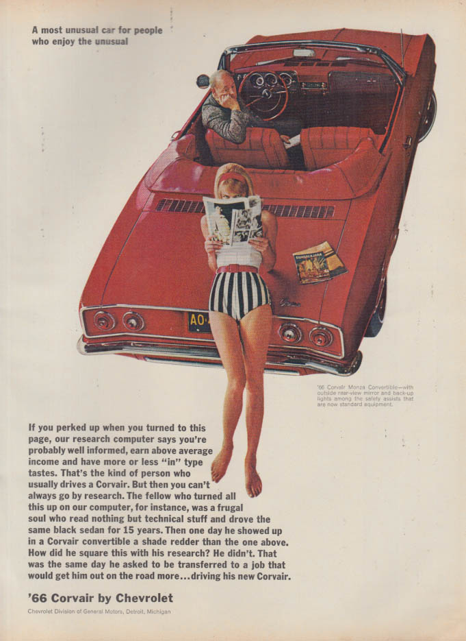 Image for A most unusual car for people who enjoy the unusual Corvair Convertible ad 1966