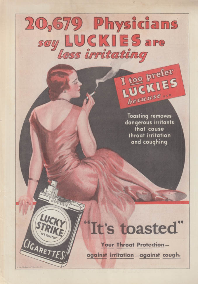 Image for 20,679 Physicians say Lucky Strike Cigarettes are less irritating ad 1930