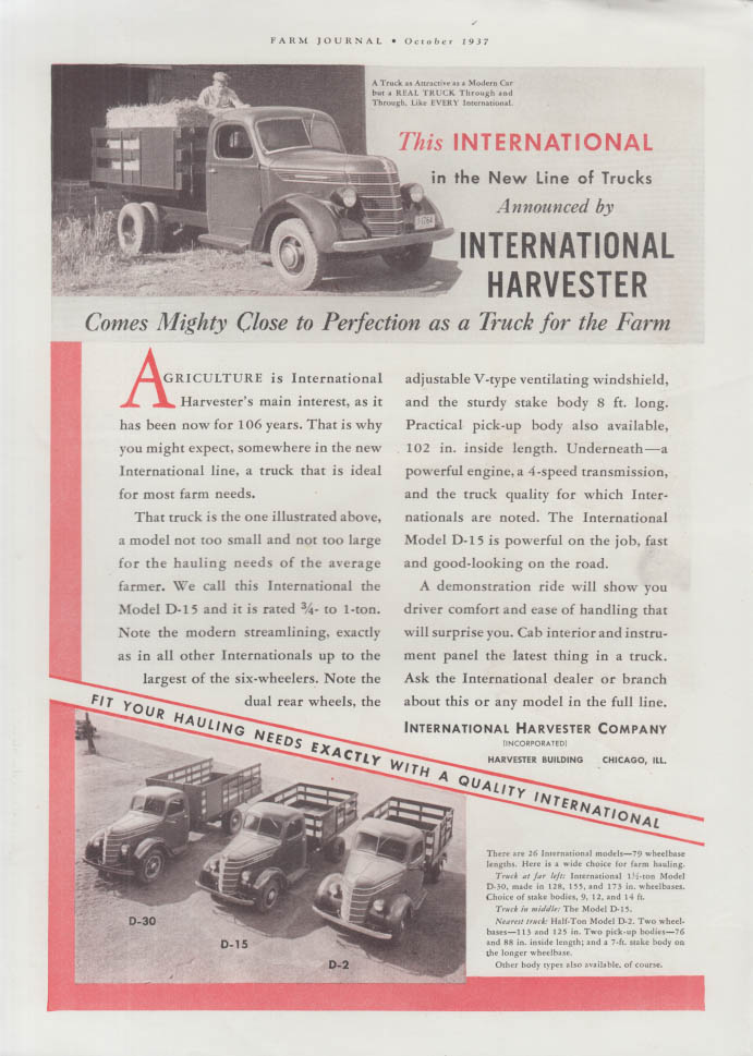 Image for Comes Mighty Close to Perfection: International Stakeside Truck ad 1937