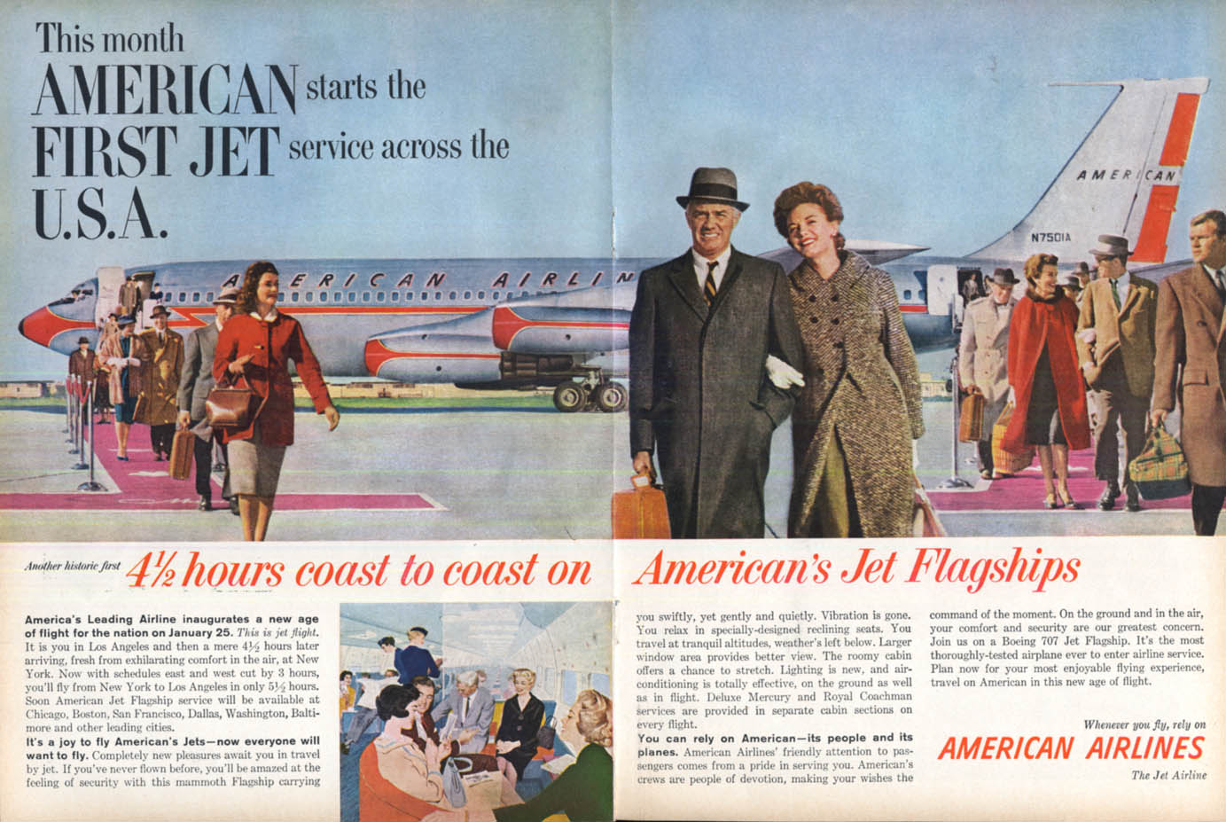 Image for 1st Jet Service Across the USA: American Airlines Boeing 707 ad 1959 Nwk