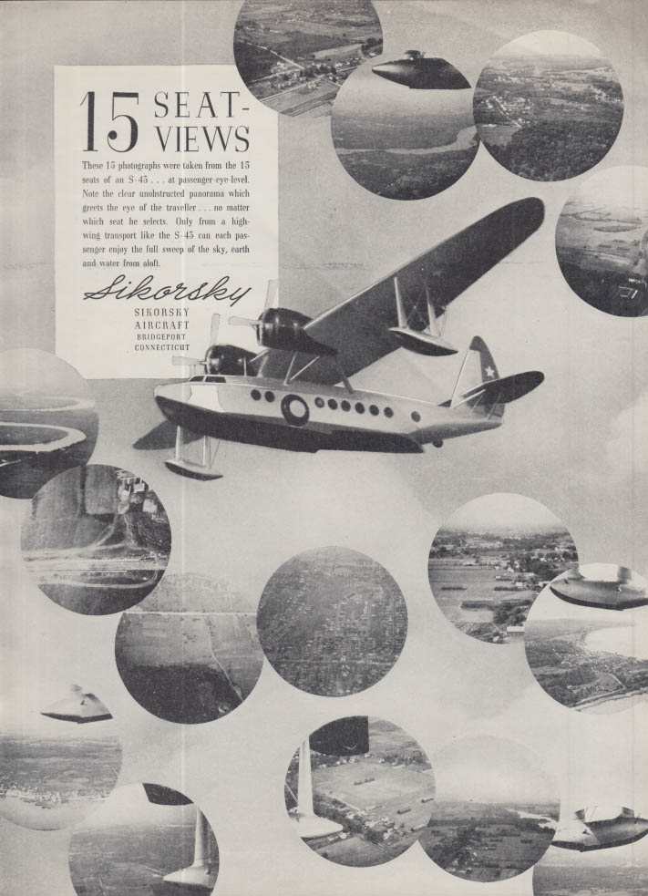 Image for 15 seat views from the Sikorsky S-45 Seaplane ad 1937 AV