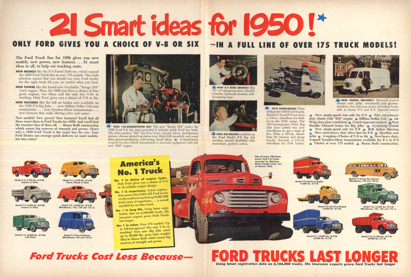 Image for 21 Smart Ideas: Ford Trucks pickup van dump bus &c ad 1951