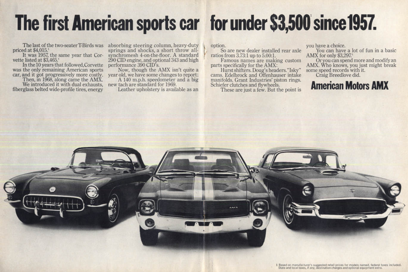Image for 1st American sports car under $3500 since 1957 Corvette Thunderbird: AMX ad 1969