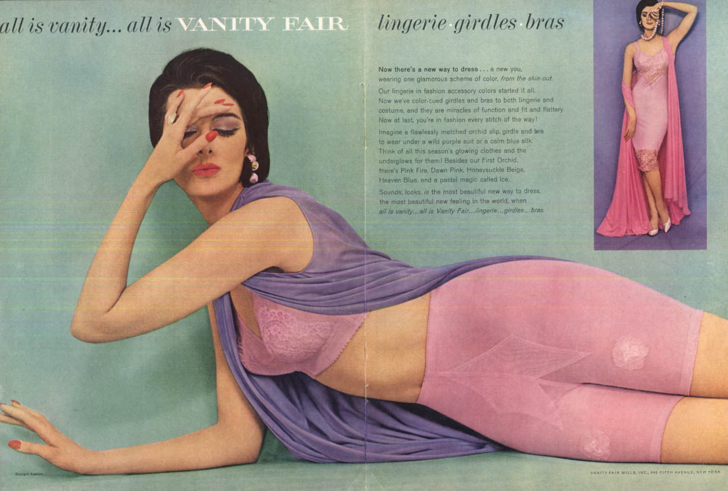 All is vanity - Vanity Fair bra girdle lingerie ad 1961 NY
