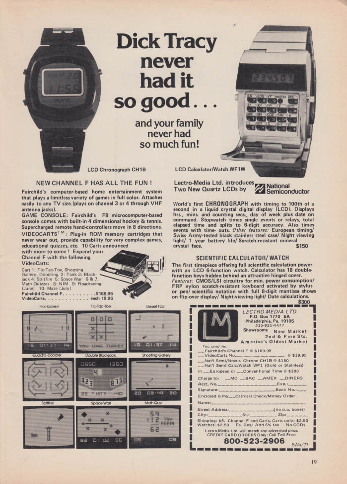 Image for Dick Tracy never had so good Lectro-Media Chronograph Calculator Watch ad 1977