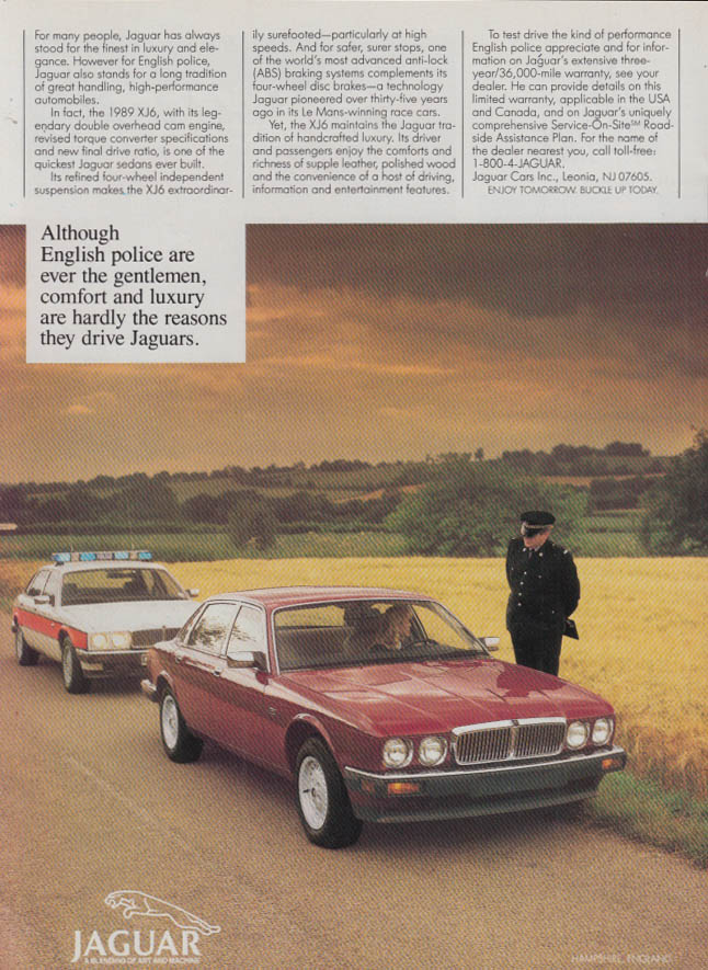 Image for English police ever gentlemen comfort & luxury not why they drive Jaguar ad 1989
