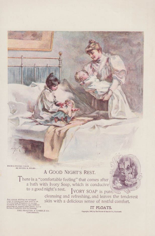 Image for A Good Night's Rest: Ivory Soap ad 1898 Mother & children by Irving R Wiles