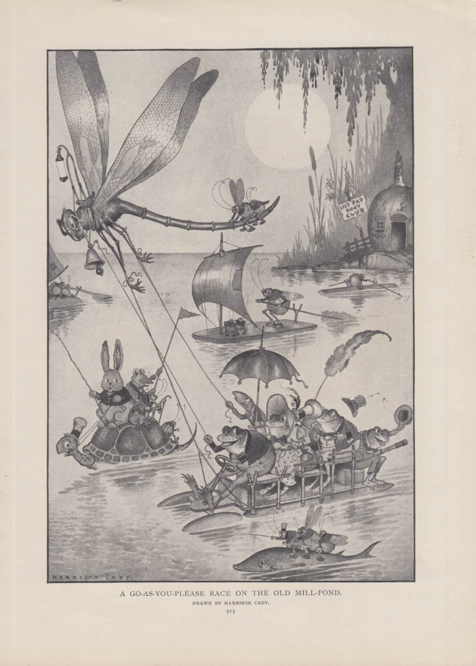 Image for A Go-As-You-Please Race on the Old Mill Pond cartoon by Harrison Cady 1914