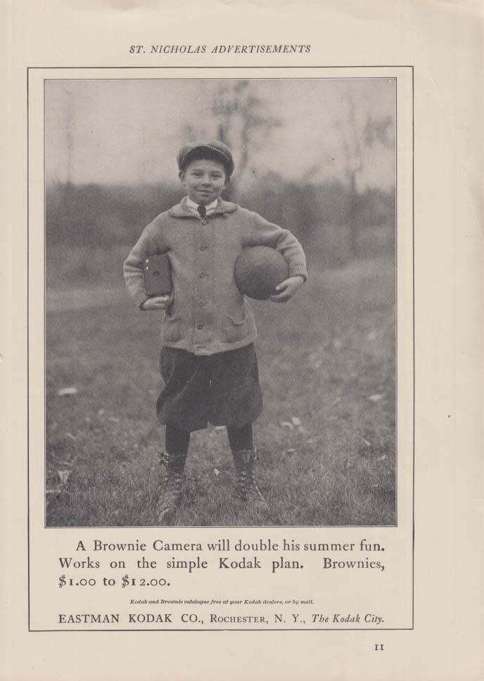 Image for A Kodak Brownie Camera will double his summer fun ad 1914 youth with football