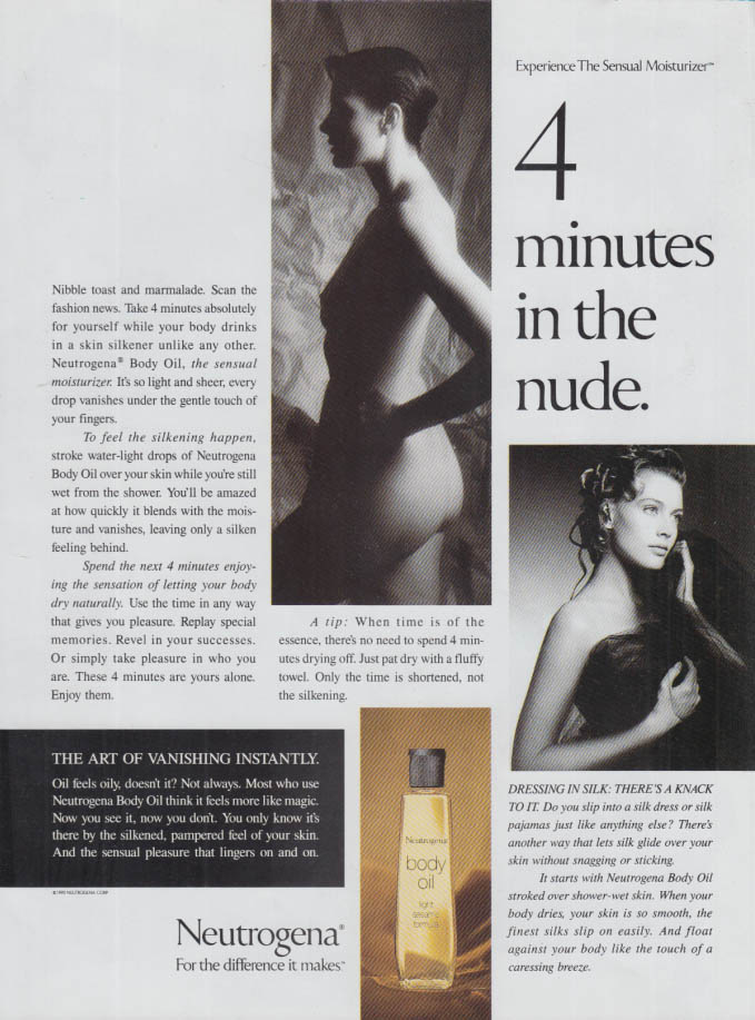 Image for 4 minutes in the nude: Neutrogena Body Oil ad 1991