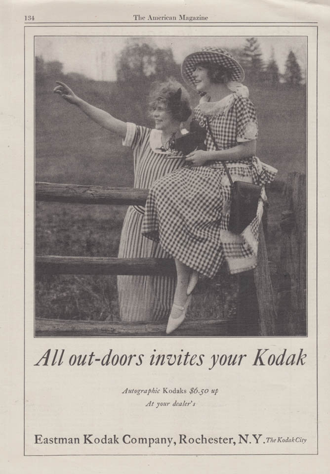 Image for All out-doors invites your Kodak Camera ad 1924 gingham-dressed girls