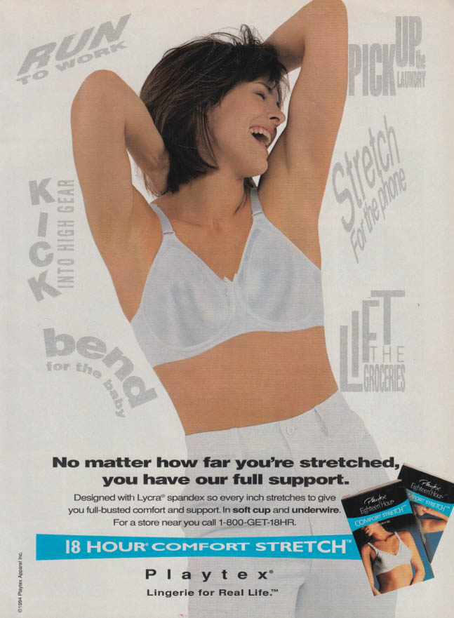 You have our full support: Playtex 18 Hour Comfort Stretch Bra ad 1995