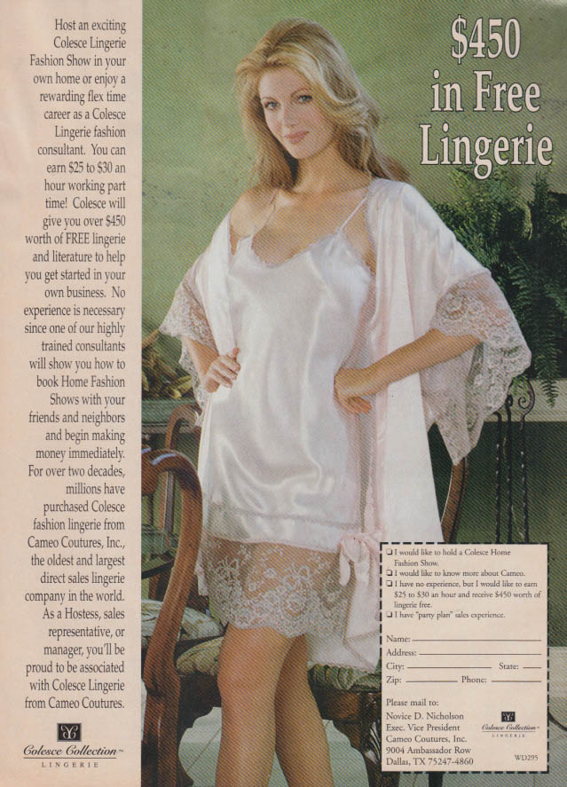 Image for $450 in Free Lingerie: Colesce Collection Home Fashion Show ad 1995