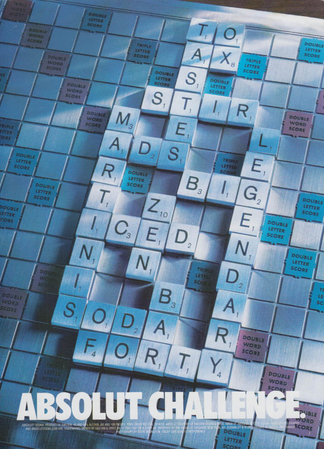 Image for Absolut Challenge - Absolut Vodka ad 2002 Scrabble board