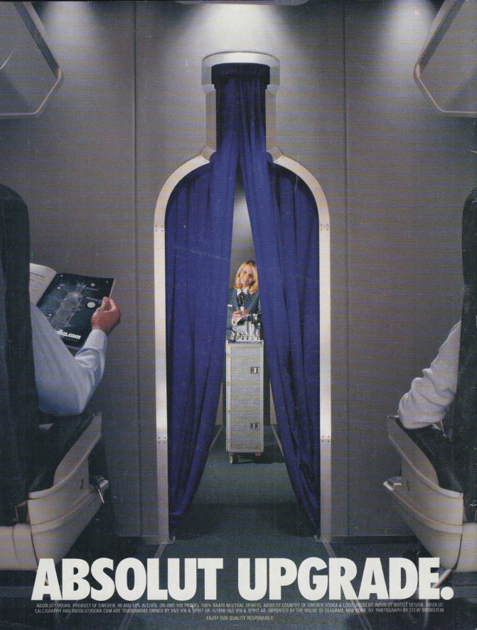 Image for Absolut Upgrade - Absolut Vodka ad 1999 First Class Airliner View