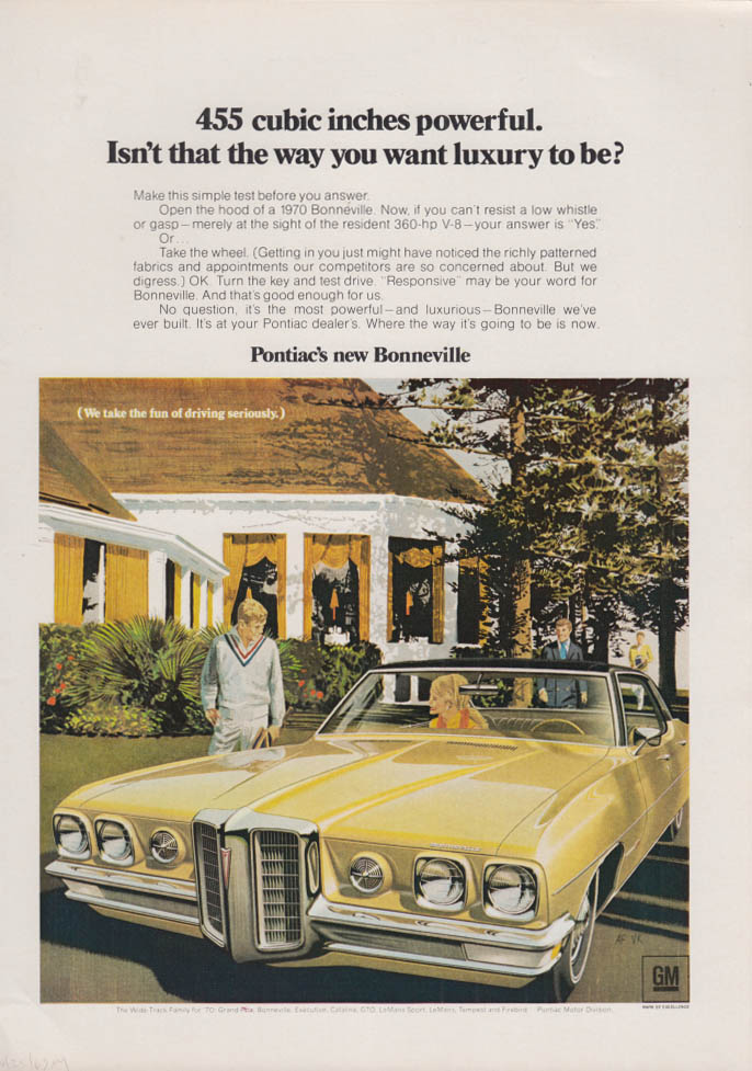Image for 455 cubic inches powerful the way you want Pontiac Bonneville ad 1970 NY