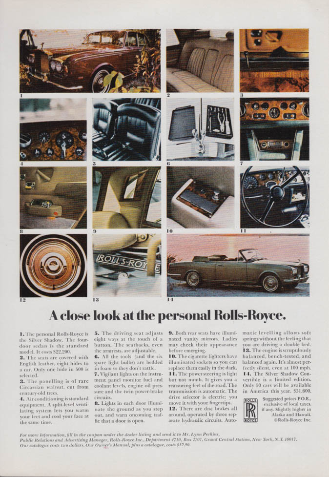 Image for A close look at the personal Rolls-Royce Silver Shadow Convertible ad 1970 1971