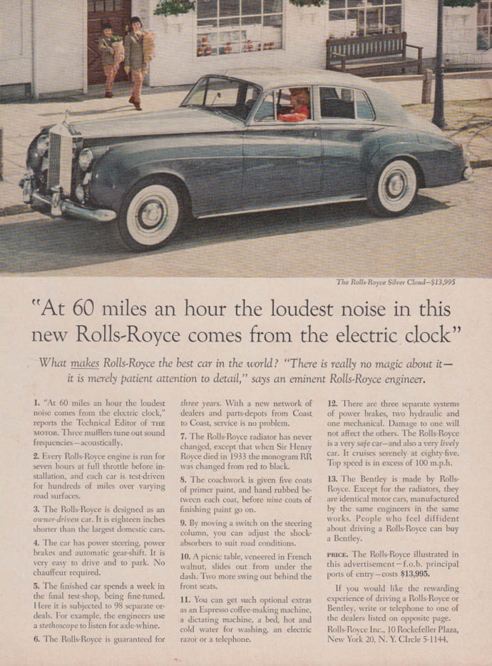 Image for At 60 miles an hour the loudest noise Rolls-Royce Silver Cloud ad 1959 T