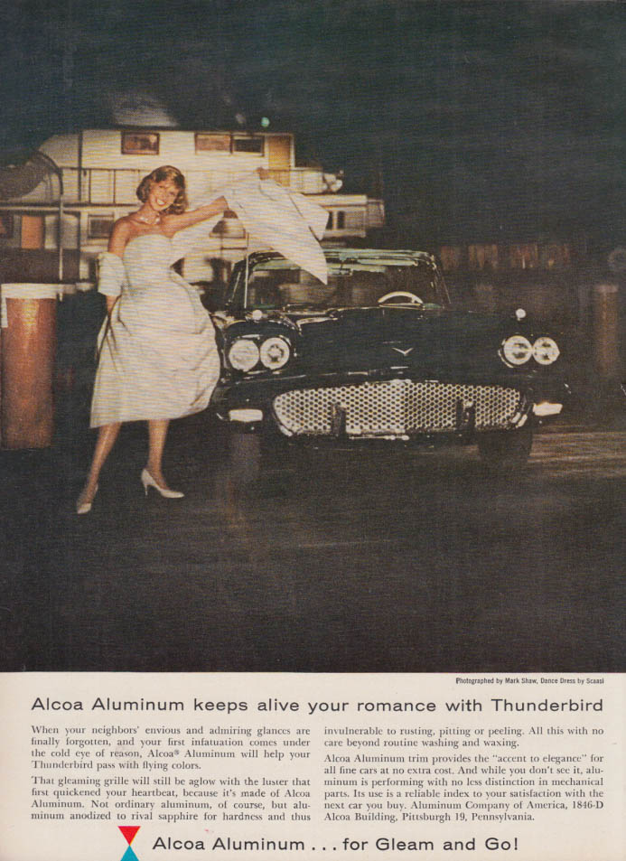 Image for Alcoa Aluminum keeps alive your romance with Thudnerbird ad 1958 NY