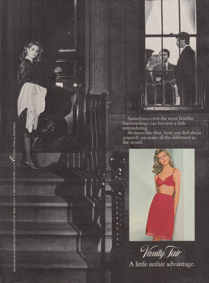 A klittle unfair advantage: Vanity Fair bra & half-slip ad 1983 Vg