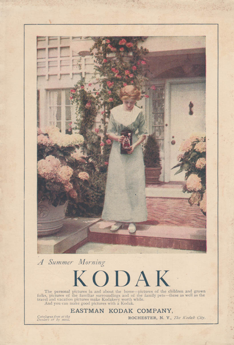 Image for A Summer Morning: Kodak Camera ad 1911 blonde braids long green dress flowers