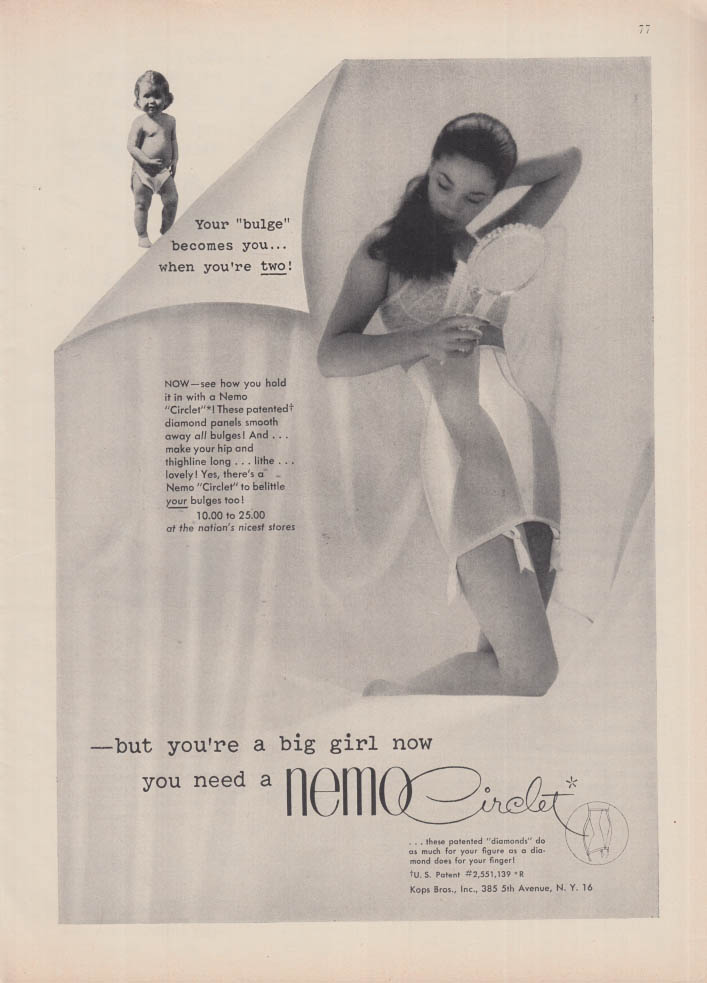 You're a big girl now - you need Nemo Circlet Long-Line Bra-Girdle ad 1951  NY