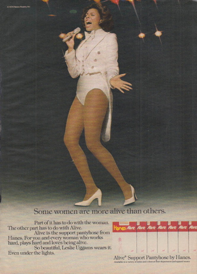 Some women are more alive Leslie Uggams for Hanes Alive Pantyhose ad 1974