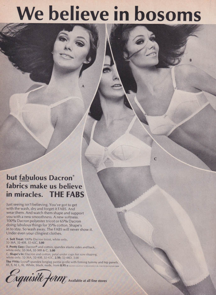 We believe in bosoms: The Fabs Bras from Exquisite Form ad 1966 GL
