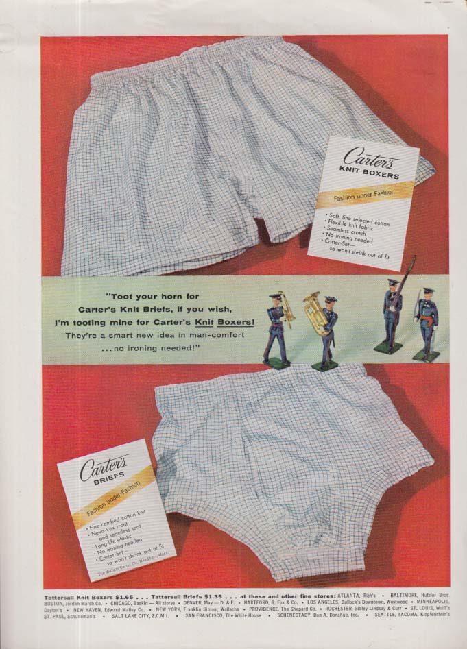Toot your horn for Carter's Knit Underwear for Men ad 1959 NY