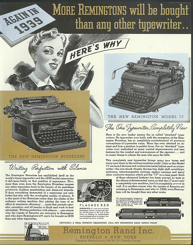Image for Again in 1939 More Remington Typewriters will be bought than any other ad