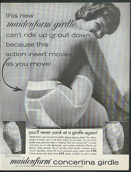 Action insert moves as you move Maidenform Girdle ad 1963