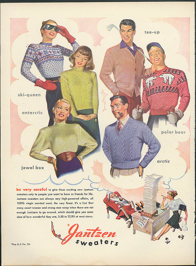 Image for Be very careful Jantzen Sportswear ad 1946 Pete Hawley pin-up art