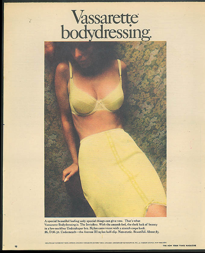 Special beautiful feeling Vassarette bodydressing Invisibra & half-slip ad  1971