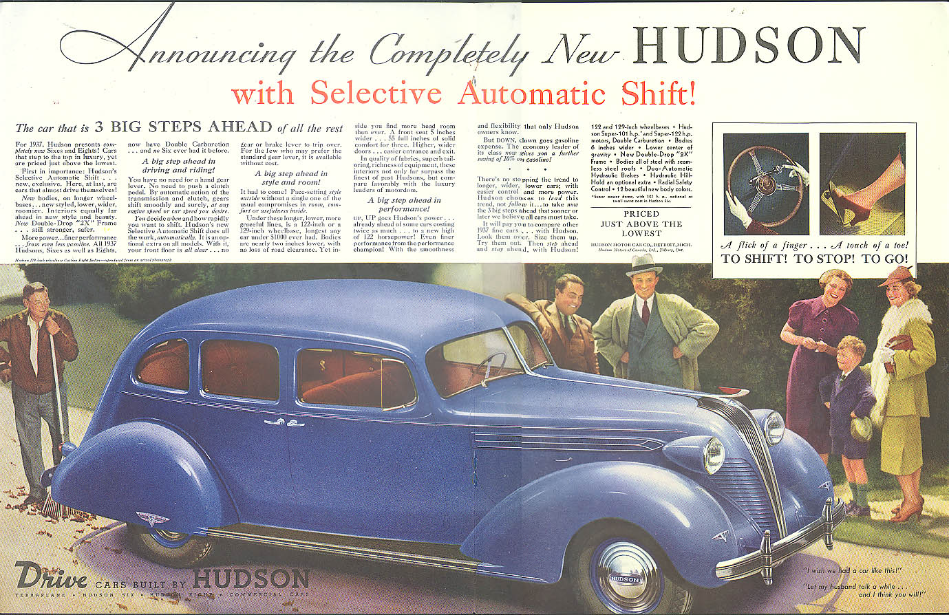 Image for Announcing the Completely New Hudson Eight Sedan ad 1937