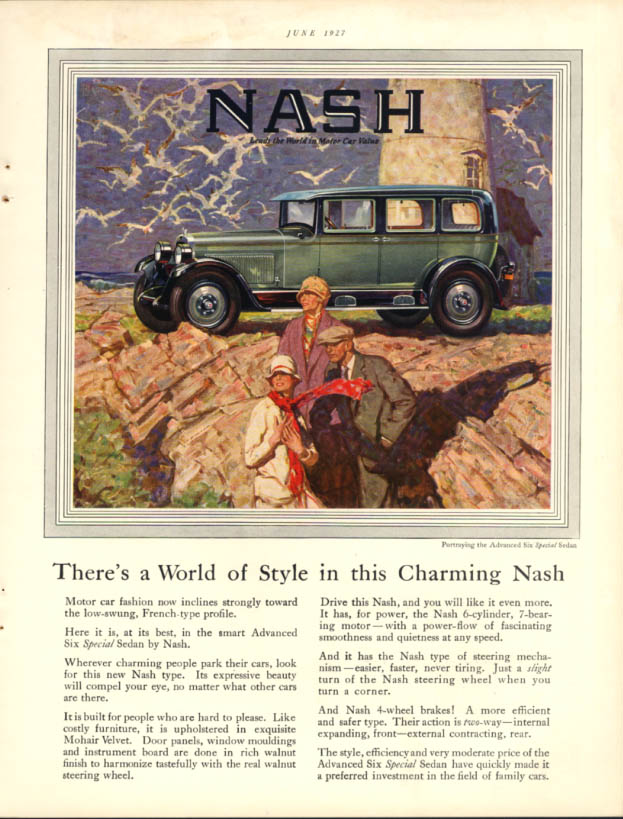 Image for A World of Style in this Charming Nash Advanced Six Special Sedan ad 1927