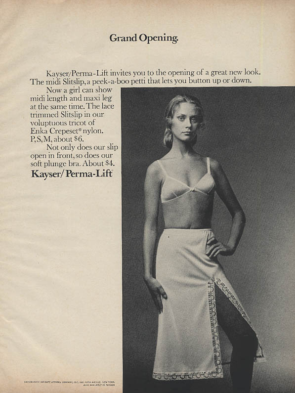 Hard to tell where you leave off & Sears Scandia bra girdle slip begin ad  1965