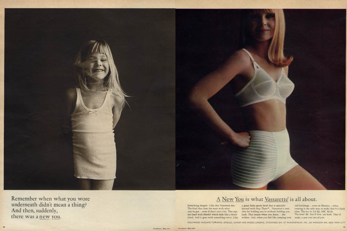Remember when what you wore underneath? Vassarette Bra & Brief ad 1967