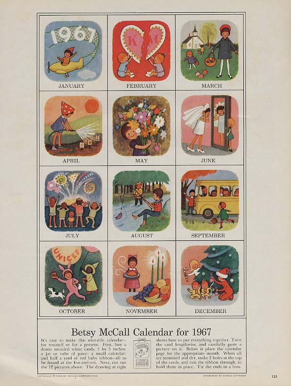 Betsy McCall Calendar for 1967 McCall's January 1967 paper doll page