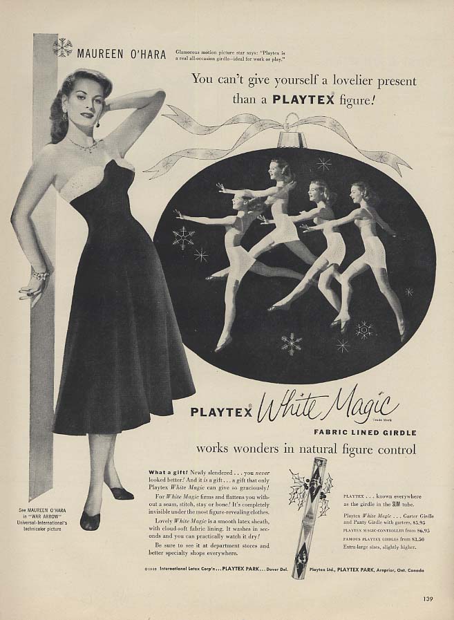 Maureen O'Hara for Playtex White Magic Girdle ad 1953 L