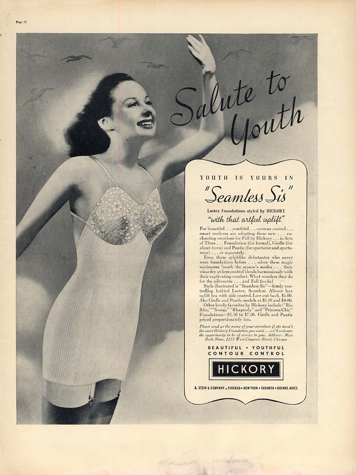 Salute to Youth - Hickory Seamless Sis Longline Girdle ad 1937 L