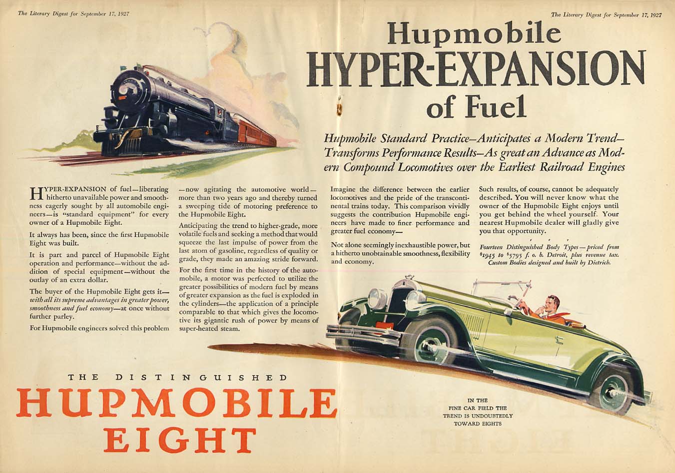 Image for Hyper-expansion of Fuel - Hupmobile Eight Roadster ad 1927 LD
