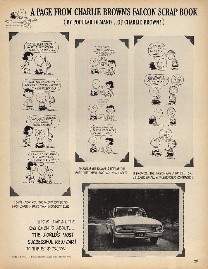Image for A Page from Charlie Brown's Ford Falcon Scrap Book ad 1960 Lk