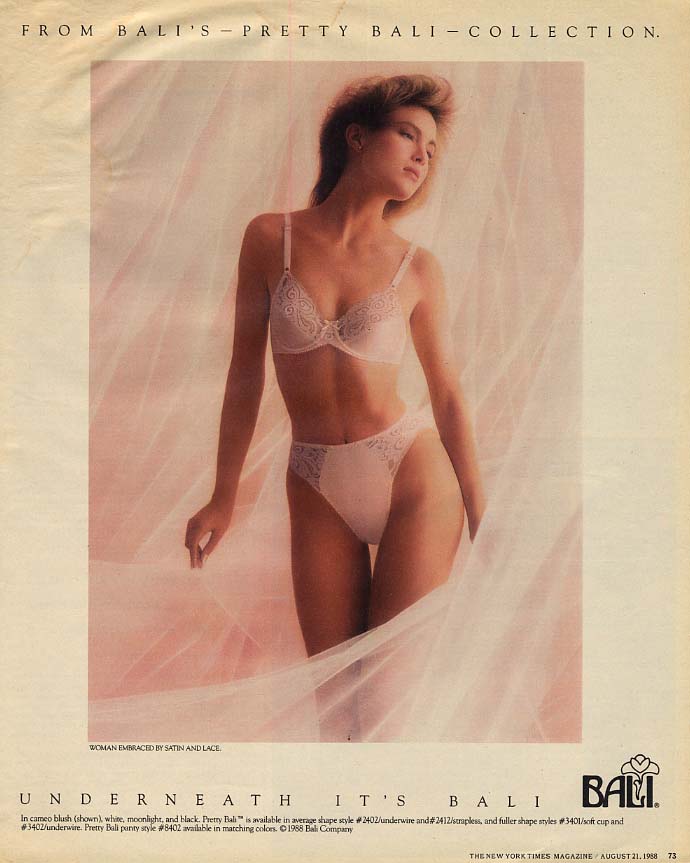 From Bali's Pretty Bali bra & panties ad 1988 NYT