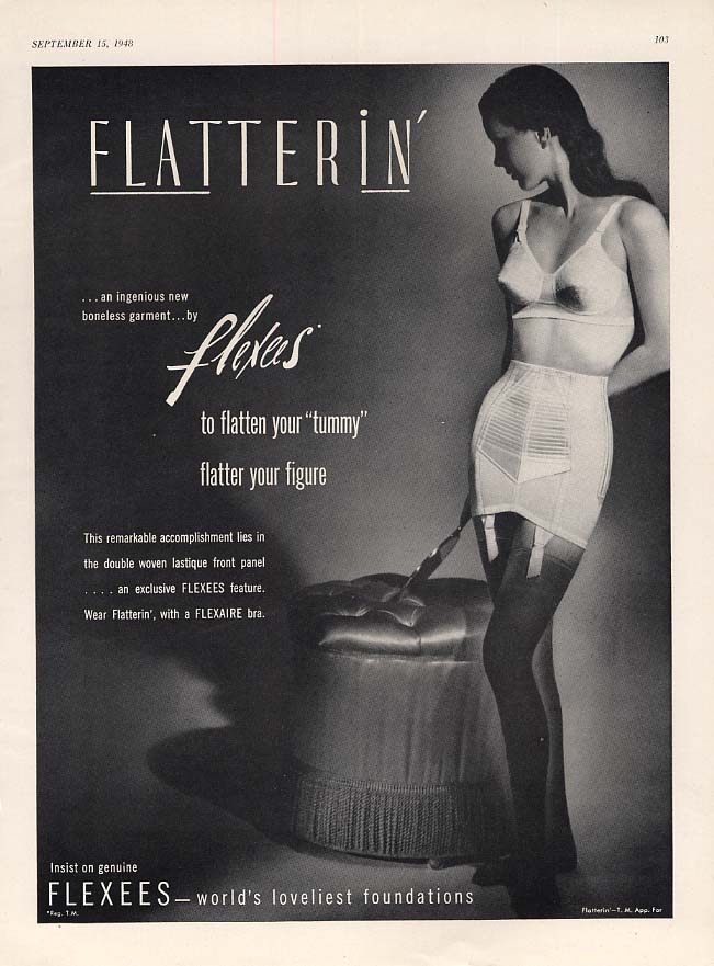 An ingenious new boneless garment Flexees Flatternin' girdle ad 1948 V
