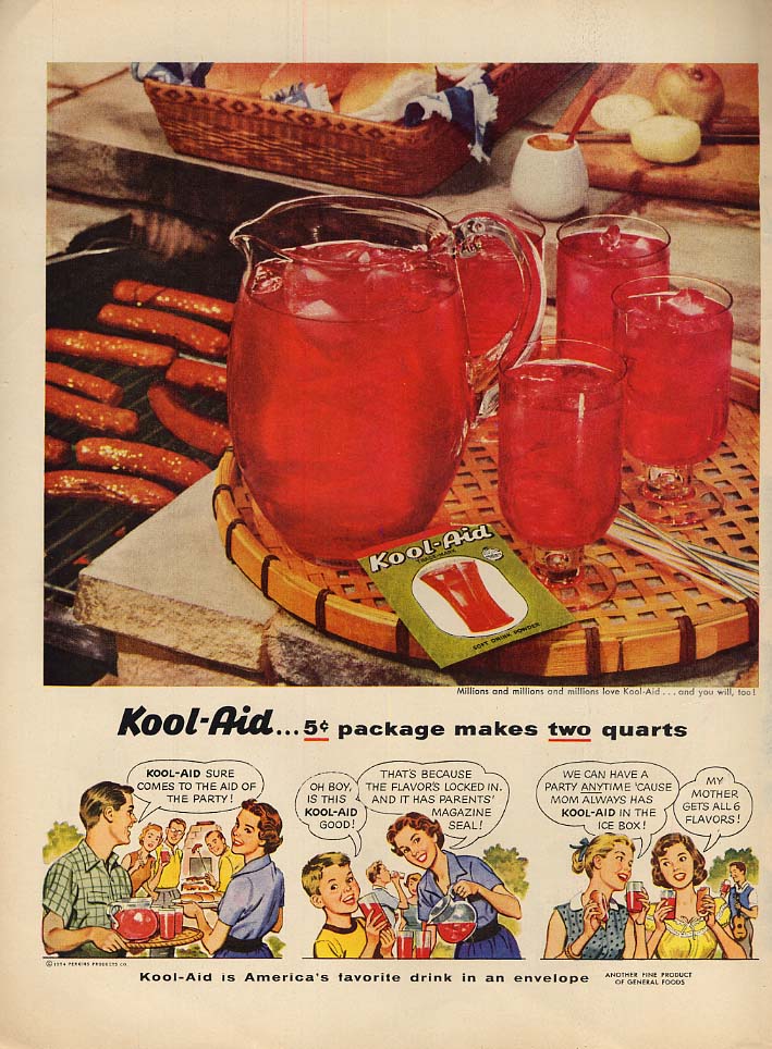 Image for 5c package makes two quarts Kool-Aid ad 1954 L